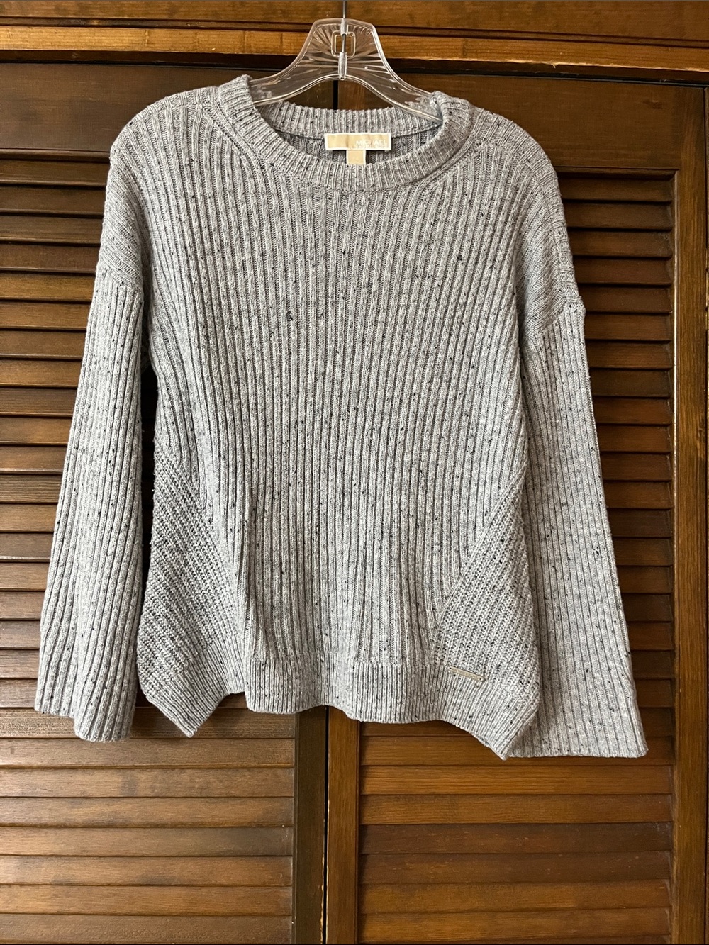 Michael Kors Gray Ribbed Crewneck Sweater